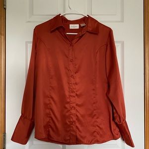 Unique vintage satin orange top